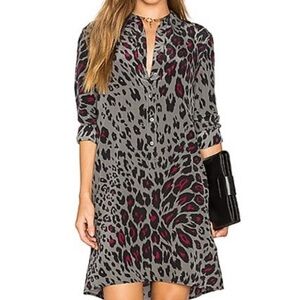 Equipment Femme 100% Silk Leopard Print Button Down Blouse Dress Size S